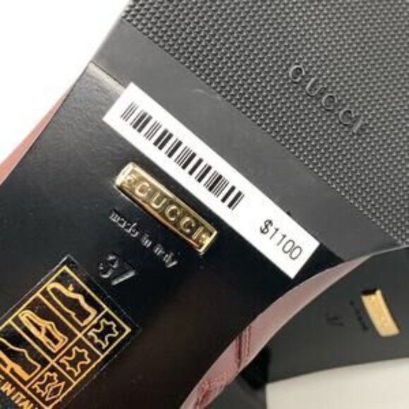 NIB Authentic GUCCI Burgundy Smooth Leather Elite GG Ankle Boots - Picture 10 of 11